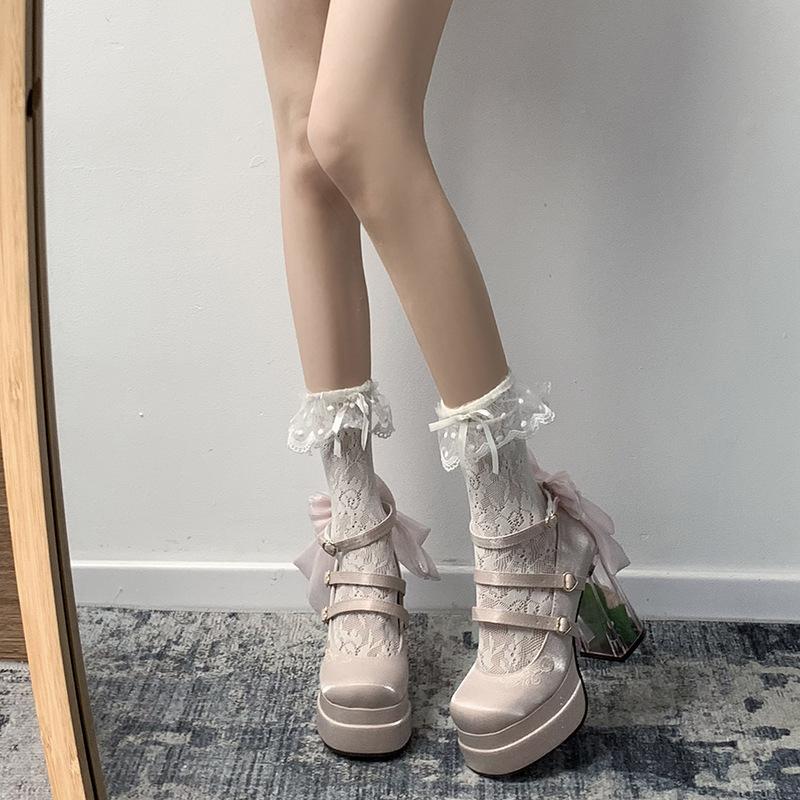 Туфли на высоком каблуке с круглой головкой в стиле ретро, французские, толстые, женские, весна-осень 2025 года, увеличивающие рост, универсальные, легкие, с горлом, туфли Мэри Джейн