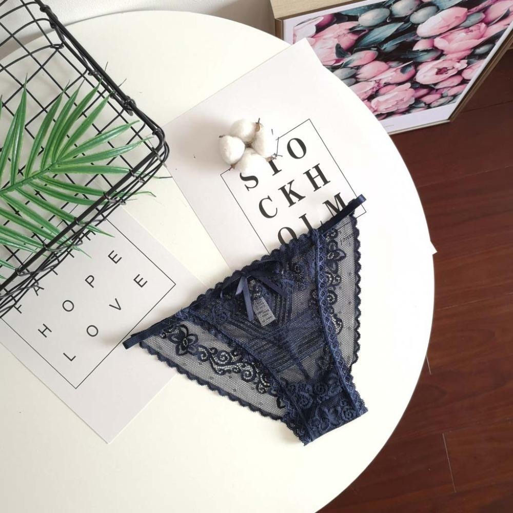 Sheer Lace Mesh Women Thong Floral T-Back Panties Thin Lace Flower Briefs Lady