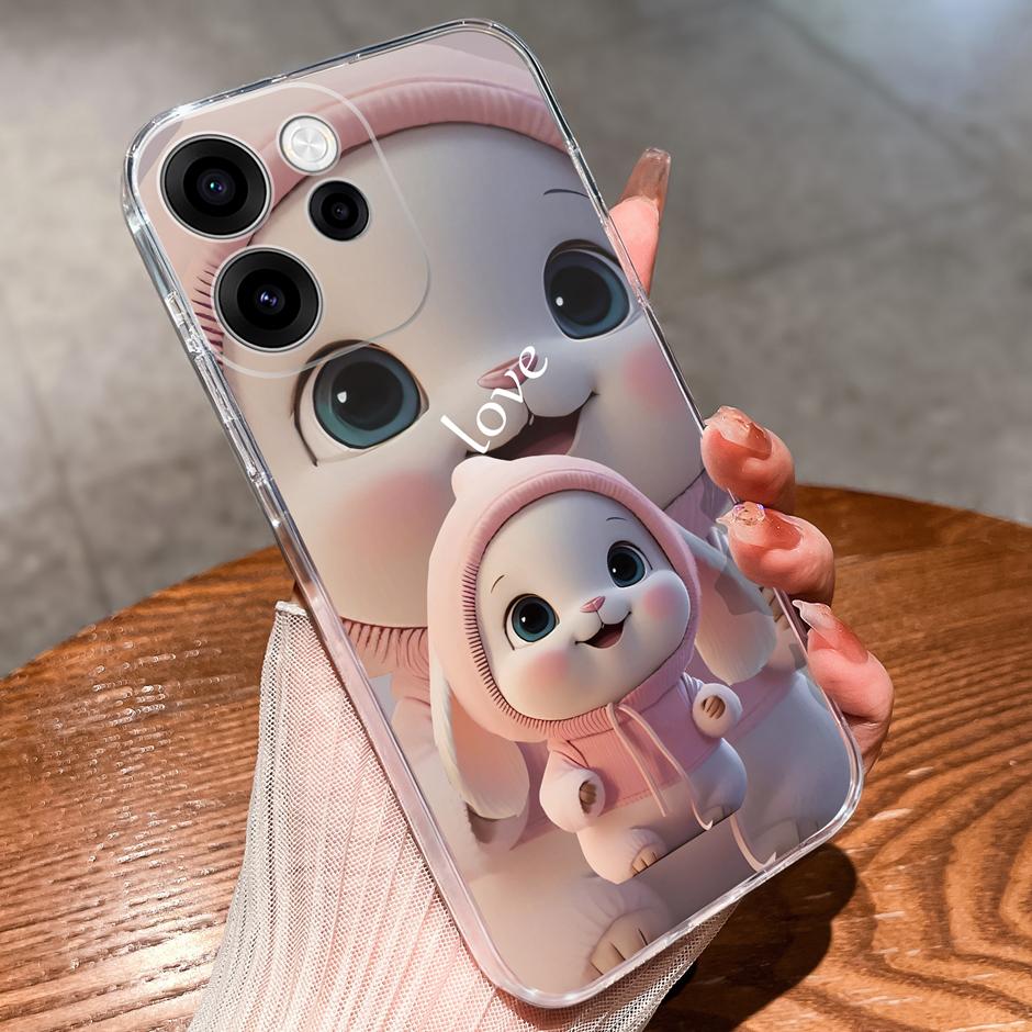 Чехол для OPPO Reno15Pro Reno15F Милая свинка Динозавр Минималистичный Прочный Прозрачный корпус для OPPO Reno15 F Reno 15 Pro Coque