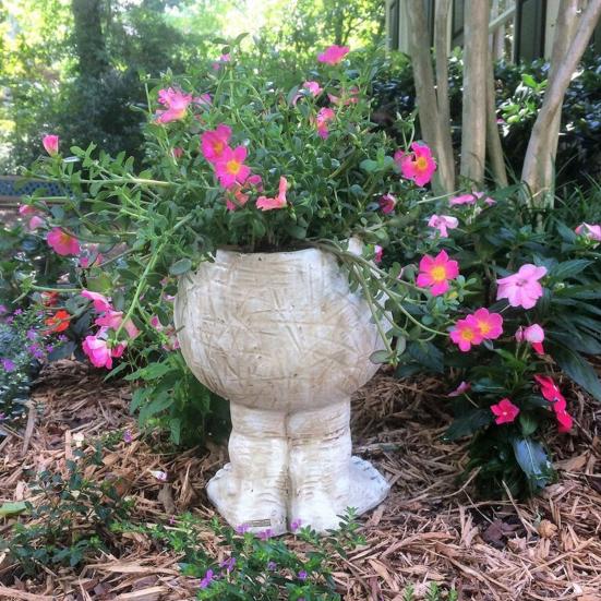 Fanyil Joy Planter Resin Sculpted Sheremart Joy Planter Face Statue Flower Pot with Feet for Indoor Outdoor Plants Decoration