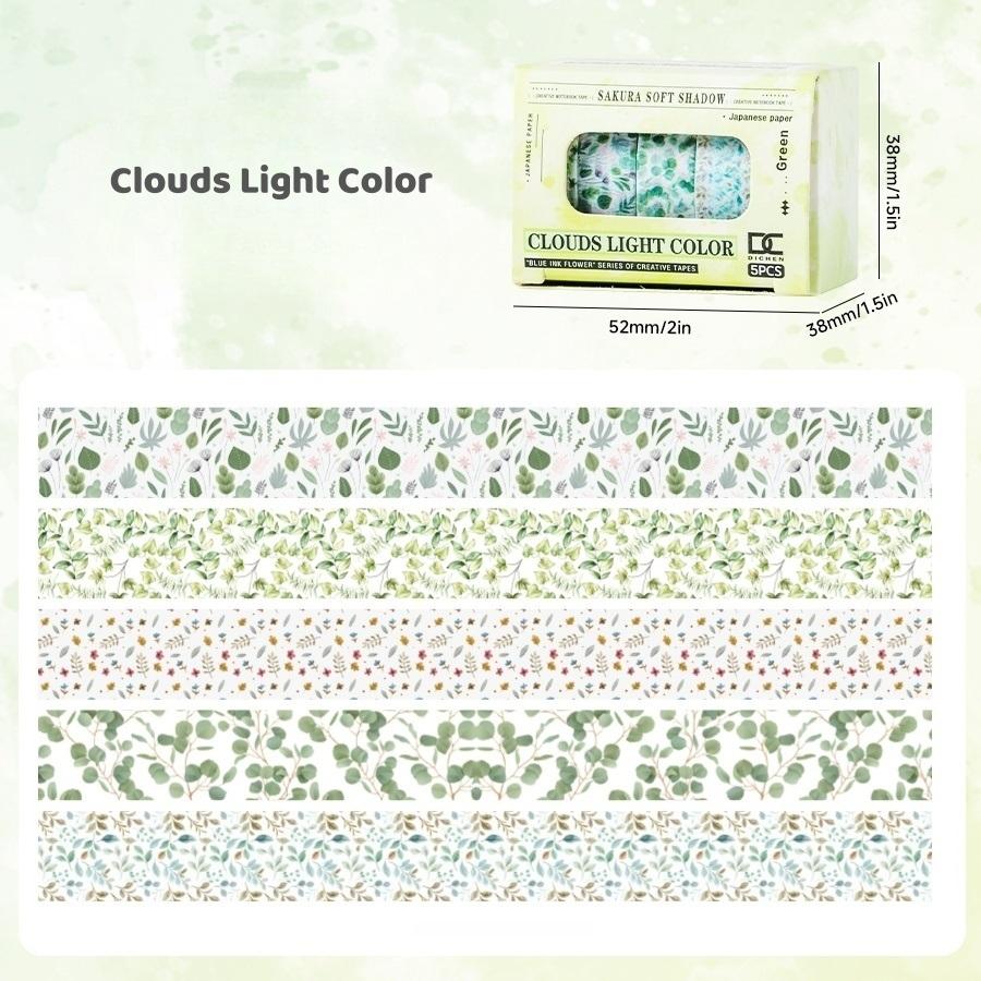 Набор из 5 штук васи-лент с цветами сакуры, мини-набор лент, клейкая маскировочная лента 1 см, декоративные наклейки для дневника, для DIY рукоделия