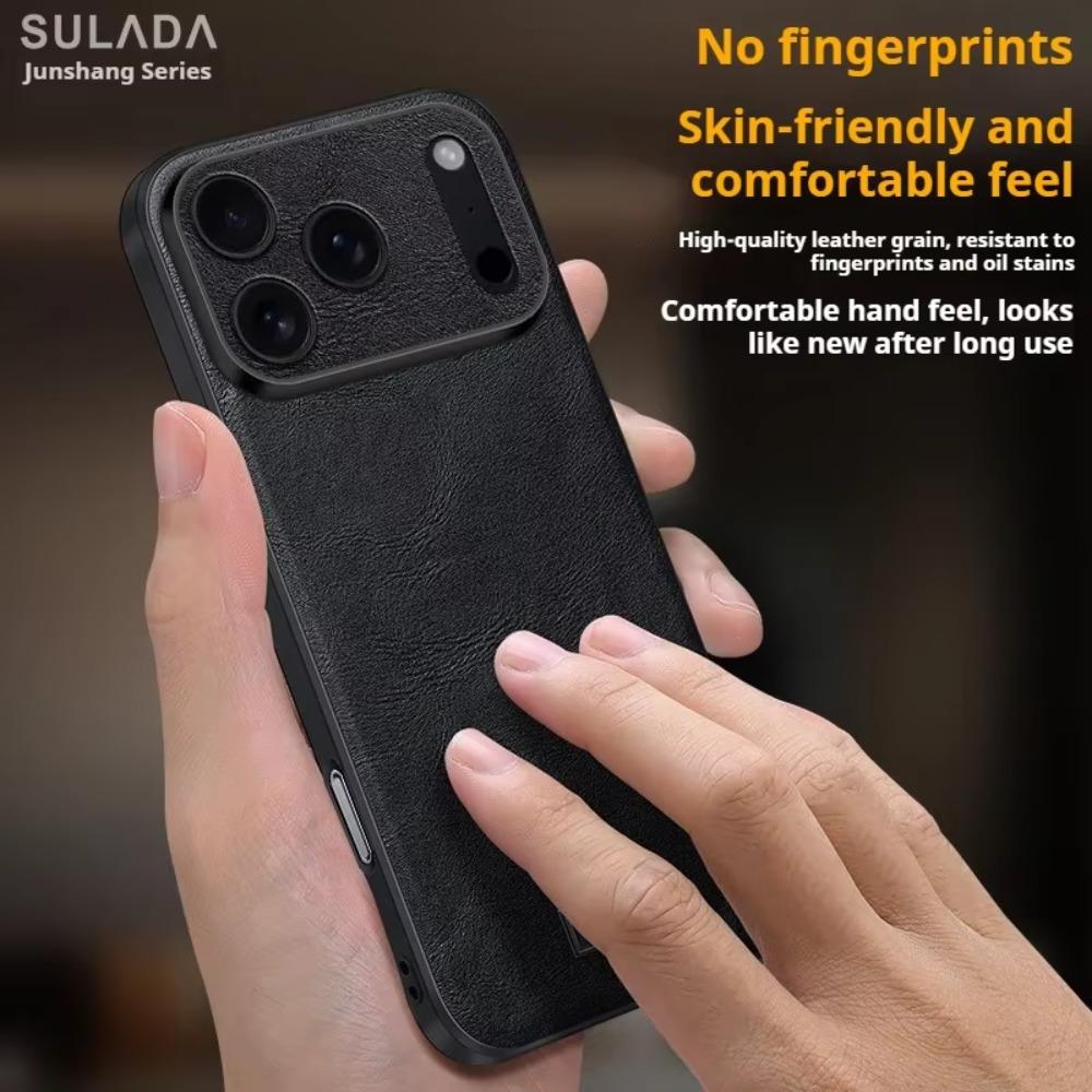 Business Sle Bla High Quality Leather Soft Phone Case for IPhone 17 Pro Max Air 16 E 15 Solid Color Shockproof Protective Cover