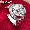 925 Sterling Silver Big Round AAA Zircon Ring Jewelry