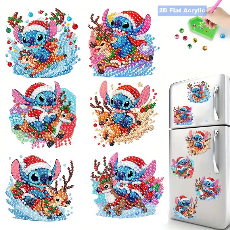 6Pcs Lovely Elk Diamond Art Fridge Magnet Diamond Painting Refrigerator Magnet Diamond Painting Fridge Magnet for Adults Beginners