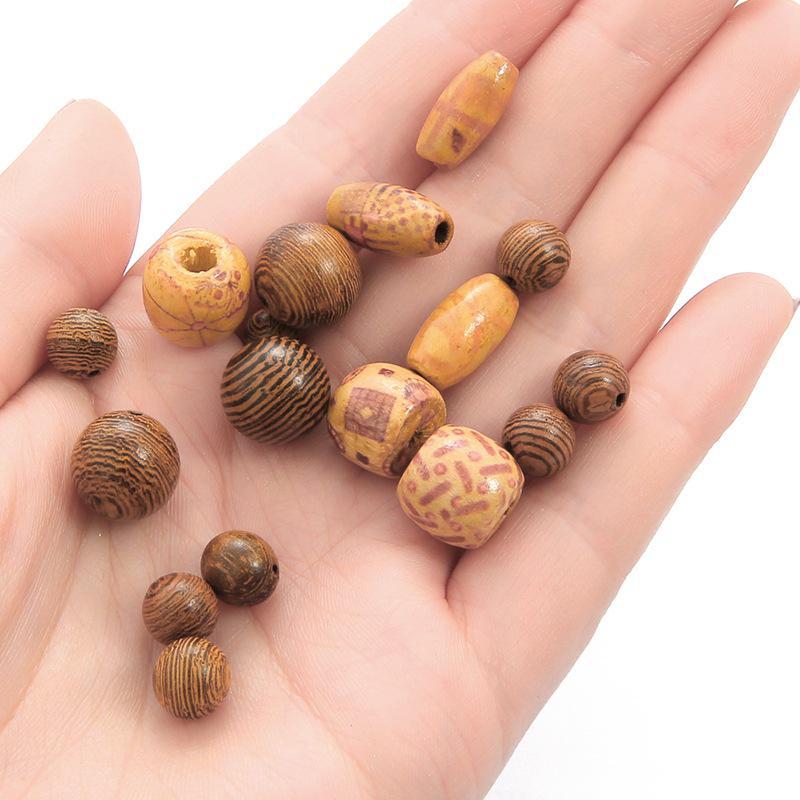 Natural Wooden Chicken Wing Beads: Round, Flower Engraved Beads for DIY Buddha Necklaces, Bracelets, and Woven Lanyards
