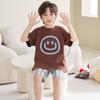 2025 Boys Cotton Short Sleeve Pajama Set Kids Teens Soft Lightweight Sleepwear Home Outfit