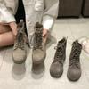 Ботинки на платформе для женщин весна-осень мода ретро щиколотка квадратный каблук шнуровка обувь женские ботинки