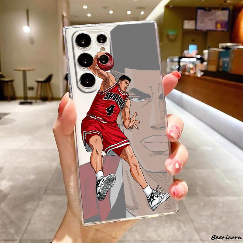 Slam Dunk Boy Anime For Samsung S23 S22 S21 Ultra S20 FE Pro Lite S10 S9 S8 Plus 5G Transparent Phone Case Cover
