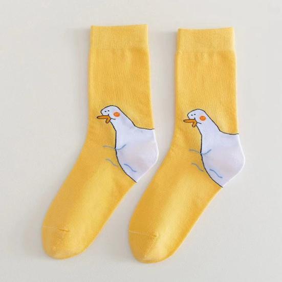 1 пара зимних носков с рисунком гуся и утки, средняя часть, высокая эластичность, противоскользящая обертка