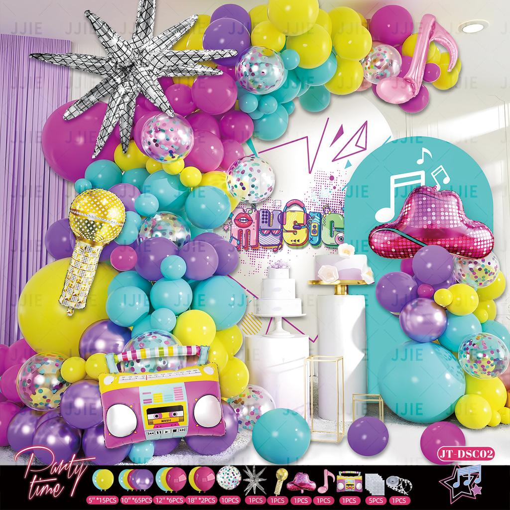 Disco-Themed Latex Ball Set 80S And 90S Retro Balloon Set Radio Scene Arrangement