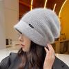 Классический вязаный берет, винтажные однотонные вязаные шапки, легкая шапка-бини с полями, ветрозащитные теплые мешковатые шапки для женщин, зимняя и уличная одежда