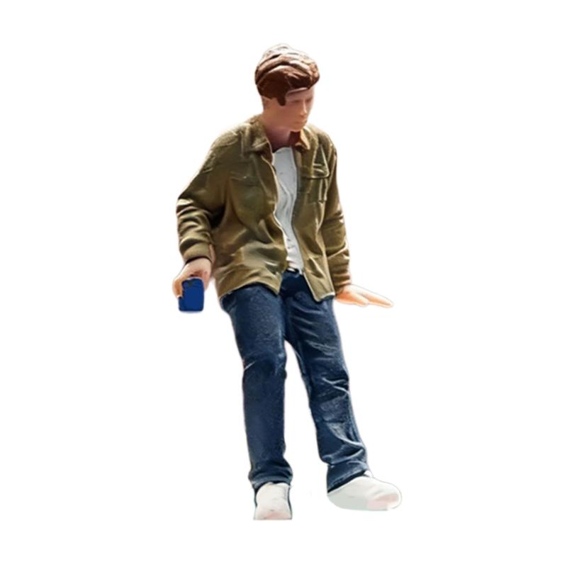 Миниатюрная фигурка сидящего человека из смолы, масштаб 1:64, ручная работа с детальной росписью, для домашнего декора и модельных витрин