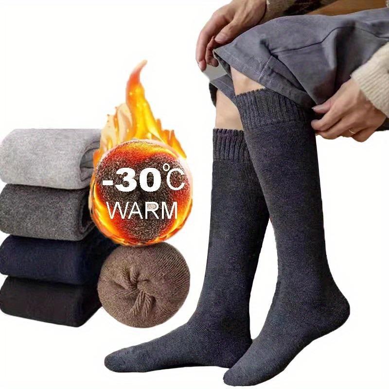 5 пар женских зимних термоносков до колена - Утепленные -30°C, Мягкий полиэстер, Однотонные для спорта, Предметы первой необходимости в холодную погоду