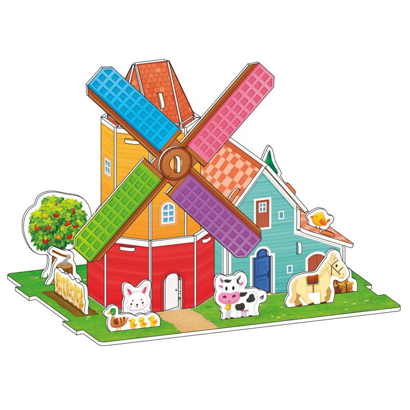 Cartoon Three-Dimensional Puzzle Children's Handmade DIY Toys Paper Card Villa Building Model Desktop Decoration