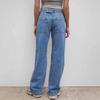 Womens High Waist Straight Leg Denim Pants Casual Washed Distressed Jeans