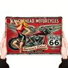 Винтажная жестяная табличка Route 66 Ретро Мотоцикл Гараж Настенное искусство 8x12 дюймов