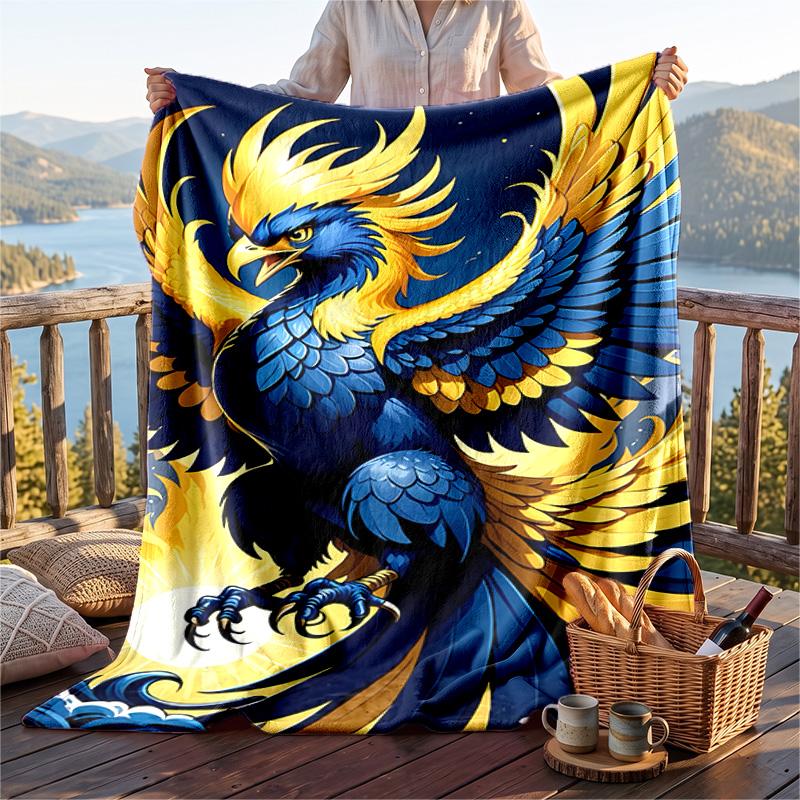 Warm Flannel Blanket Fenerbahce Pattern, Lightweight Comfortable Throw Blanket for Bed Sofa Use