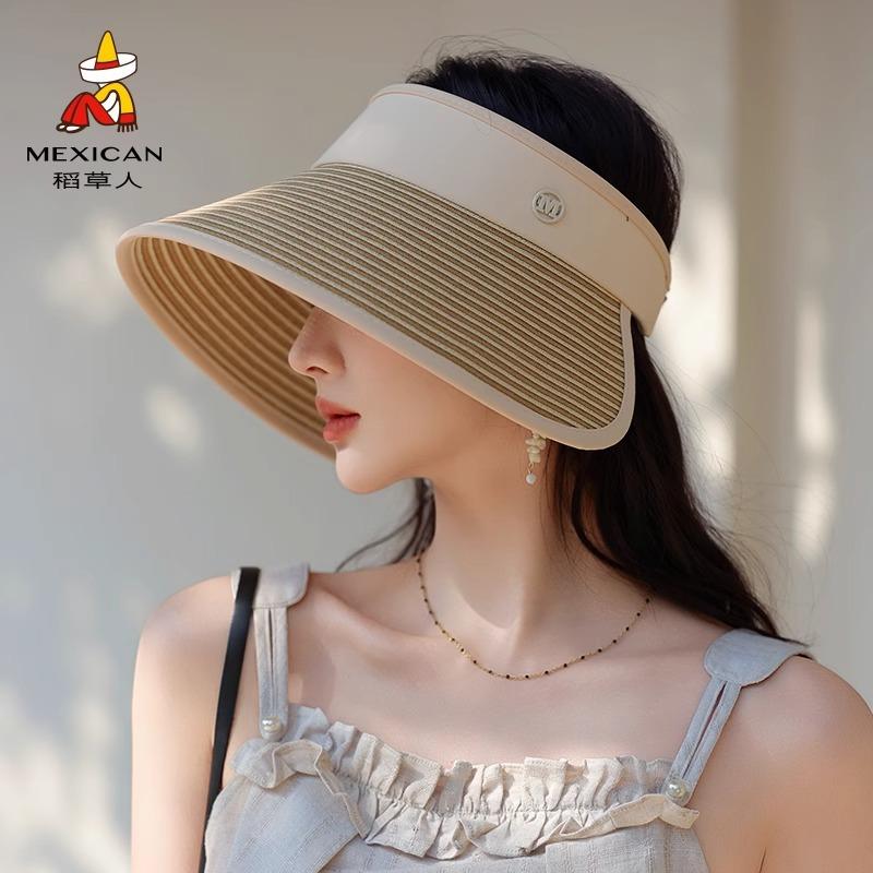 Ladies Sunscreen Empty Top Visor Travel Writing Foldable Bucket Hat Versatile Sun Hat Tide Straw Hat