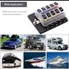 PC Terminal Block Type, 1 In 10 Out Fuse Boxes for Cars, RVs, and Ships, with LED Lights, 12-32V