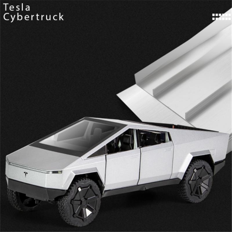 1/32 Грузовик Tesla Cyber Игрушечный Пикап Грузовик из Сплава Модель Автомобиля Литьевой Металл Внедорожники Модель Автомобиля Звук Свет Автомобиль Детские Подарки