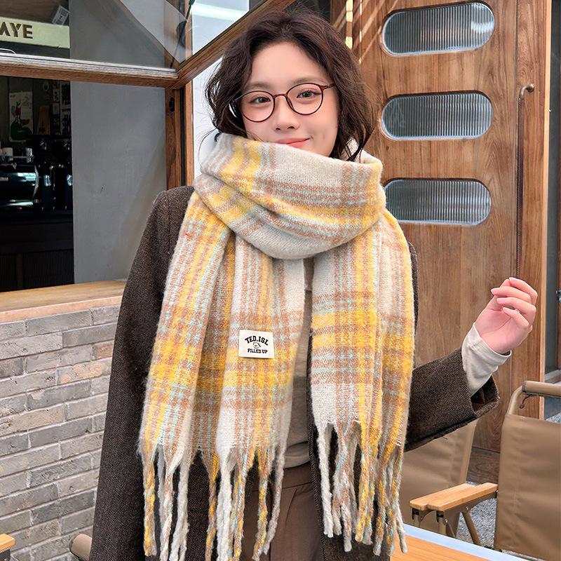 11 new autumn and winter warm scarf female mohair lengthened and thickened scarf atmosphere high-end shawl wholesale