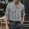 New men's shirt, long-sleeved shirt strip single-breasted shirt loose style business office spring shirt xs-6xl fashion casual