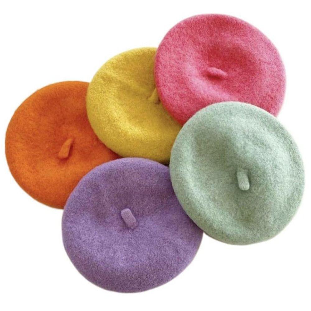 Ins Solid Color Mini Cat Accessories Dog Beret Cat Hat Pet Wool Cap Pet Headwear