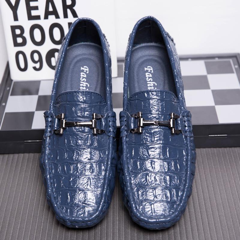Синие модные повседневные туфли мужские мокасины блестящие фирменные лакированные кожаные туфли без застежек мужские туфли на плоской подошве обувь для вождения мужские мокасины мужская обувь