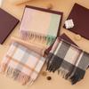 Wool British Versatile Plaid Scarf for Women In Autumn and Winter for Men and Women Lamb Wool Warm Double Sided Tassel Scarf