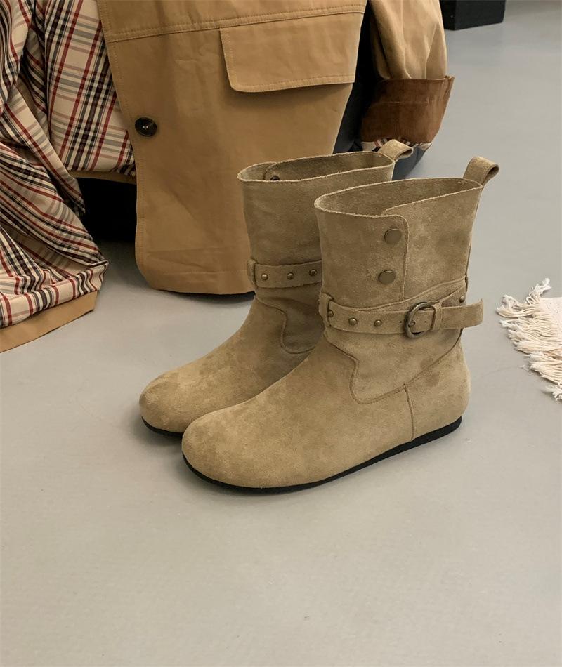 2025 New Autumn Thin Niche Popular Retro Style Versatile Small Man Inner Height Increase Thin Boots