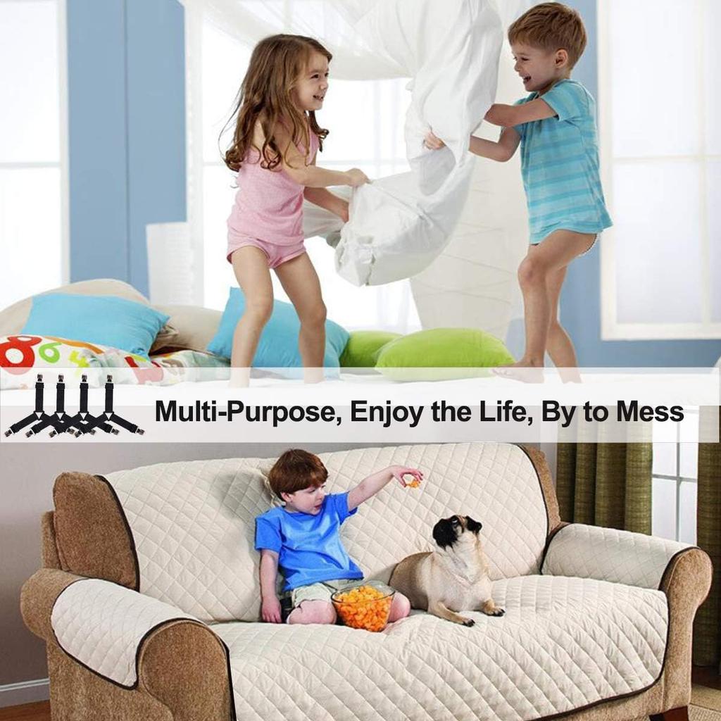Bed Sheet Holders Straps Fasteners - 4 Pcs 3 Ways Sheet Fasteners Fitted Sheet Corner Grippers Holder Elastic Adjustable Sheet Clip Hooks Suspenders