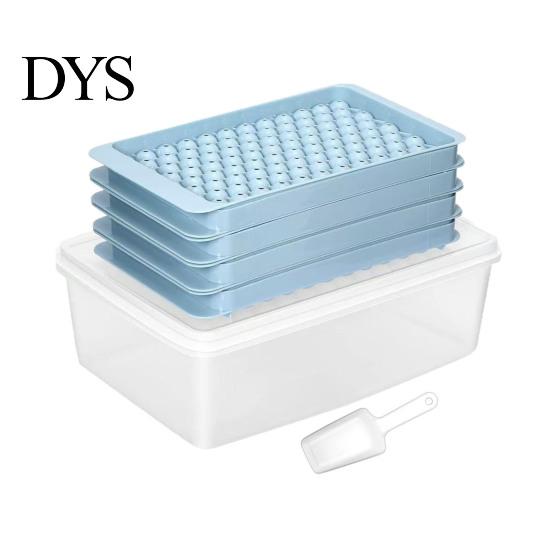 Mini Sphere Ice Tray Cube with Bin And Scoop, Small Round Space Saving Container Ball Mold for Coffee Drinks, Easy Release Stackable Silicone Freezer