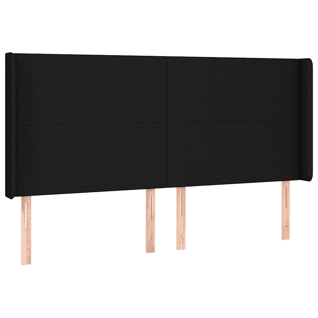 Box Spring Bed with Mattress & LED Black 200x200 cm Fabric