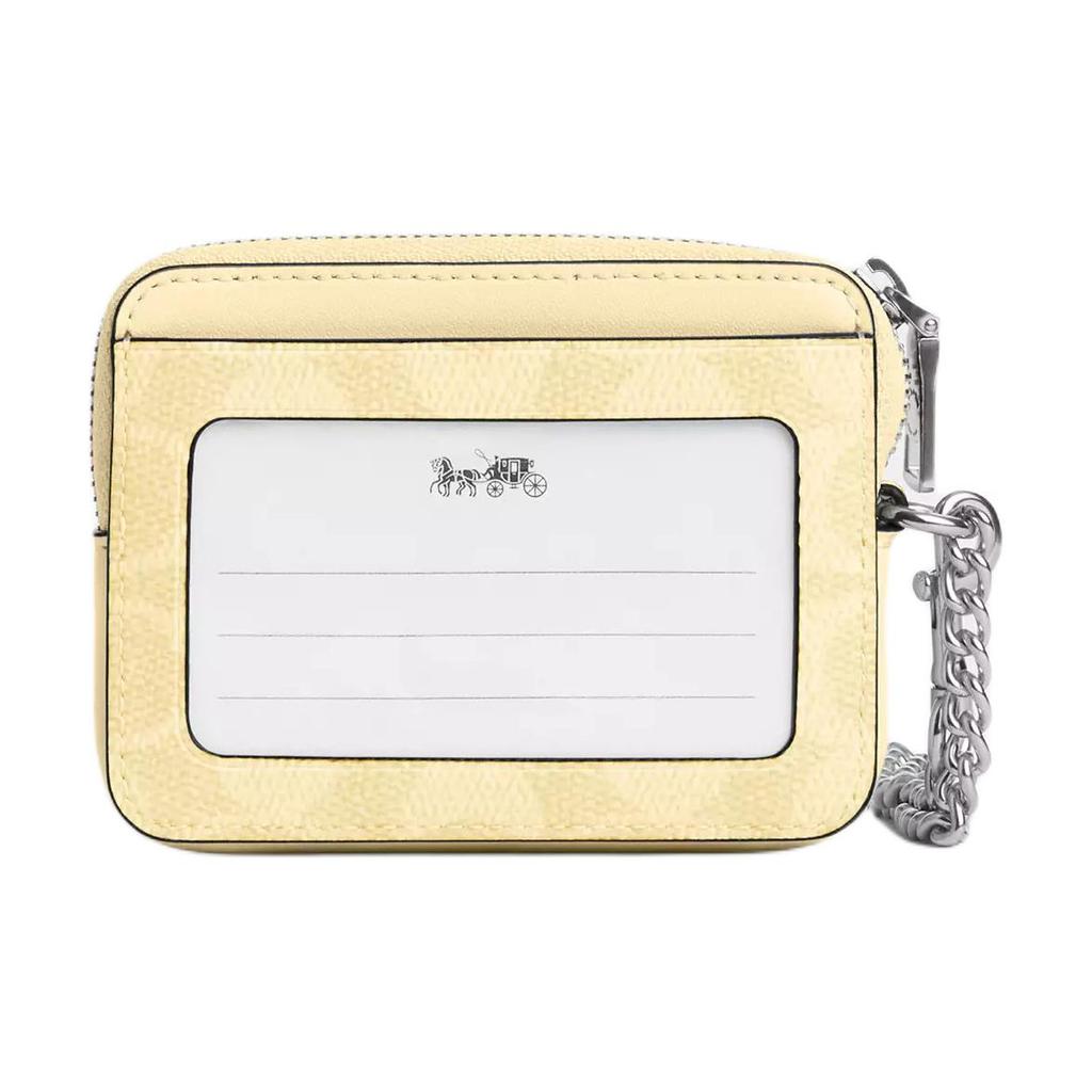 New COACH Coated Canvas Card Holder Women's Yellow CW883-SVMN0