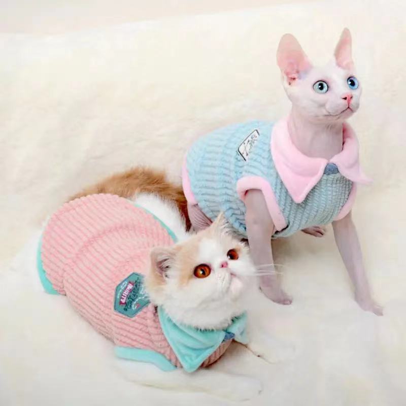 Autumn Winter Pet Cat Clothes for Sphinx Cats Warm Kitten Vest Soft Clothing For Cats Soft Small Puppy Pullovers Kitty Jacket