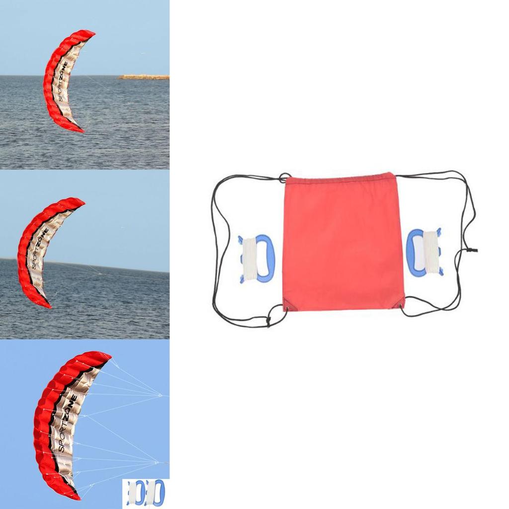 2,5 м Двухстрочный Парафойл Парашют Каскадер Спорт Пляж Уличные Игрушки Красный Воздушный Змей Премиум Клетчатая Ткань**