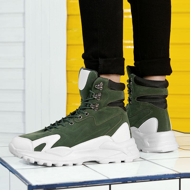 Autumn Fashionable Men's Dad Shoes Comfortable Men's Casual Shoes, High Top Height Increasing Sports Anti Slip Shoes Short Boots