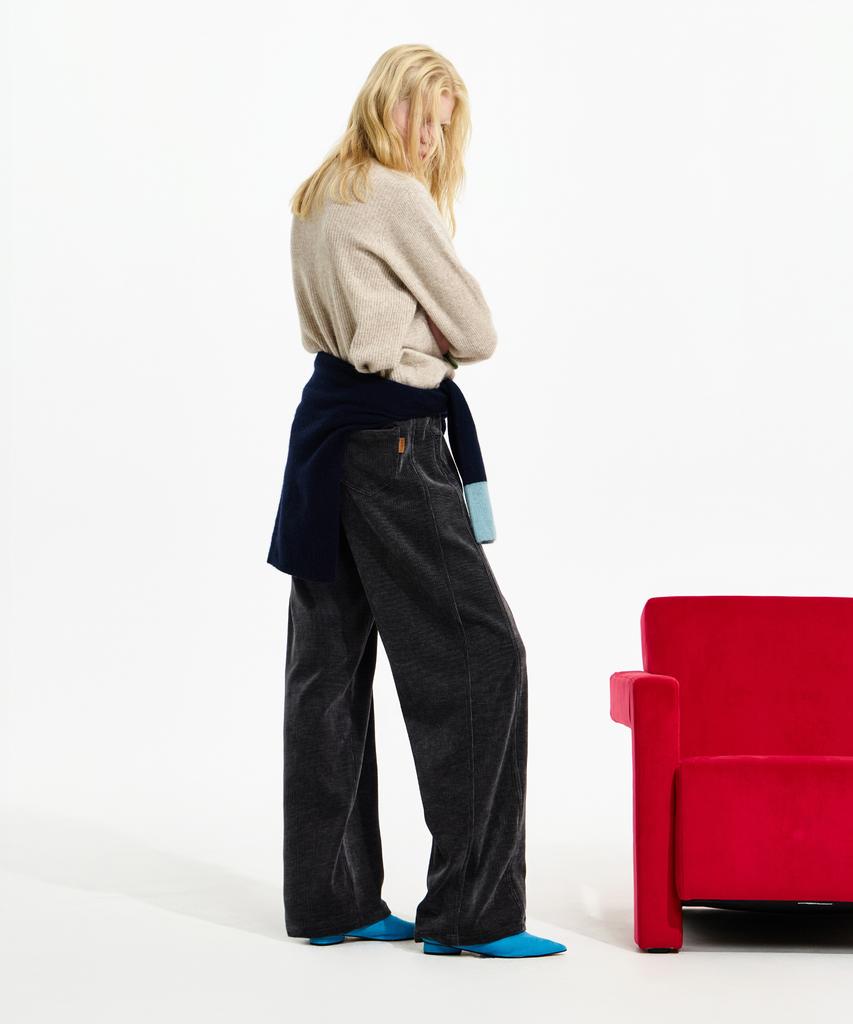 Seunoya 25Fw Вельветовые брюки-бочонки из шнурка