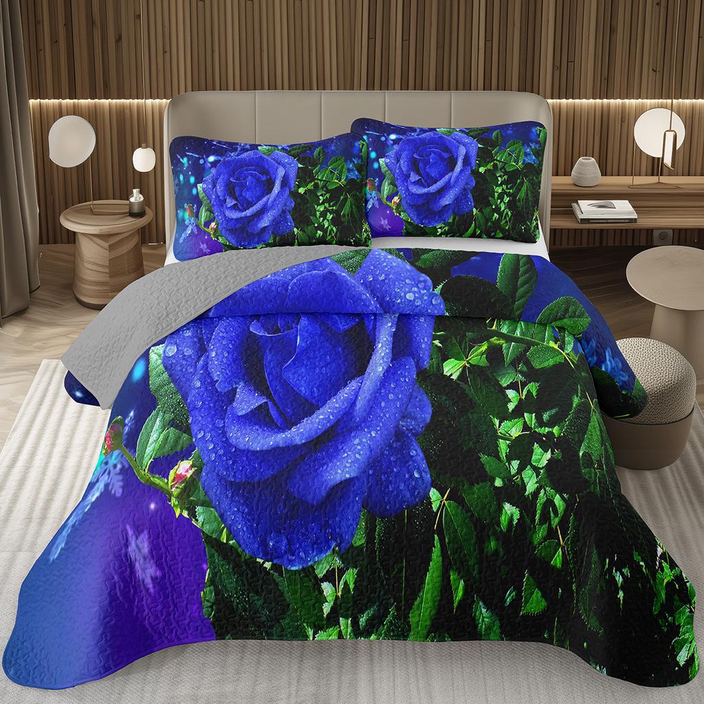 Романтическое покрывало с розами Квин/Кинг/Твин Ботаническое цветочное стеганое покрывало День святого Валентина Комплект стеганого постельного белья для девочек Женщин Декор комнаты