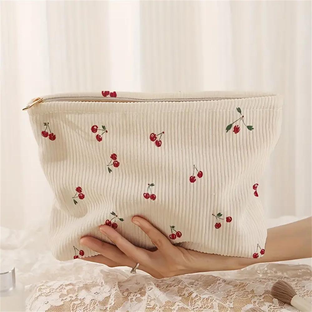 Portable Makeup Bag Autumn Women Storage Bag Corduroy Cosmetic Bag Fashion For School Everyday Use Travel