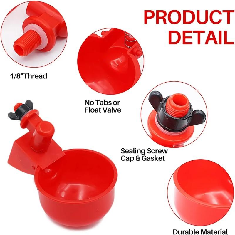 Красная пластиковая автоматическая поилка для птицы с подвесным креплением - 5/10/20 штук