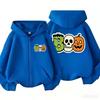 Детская худи на молнии с капюшоном на Хэллоуин Boo Франкенштейн Череп Тыква Принт спереди и сзади Мальчики Девочки Лонгслив Повседневная худи