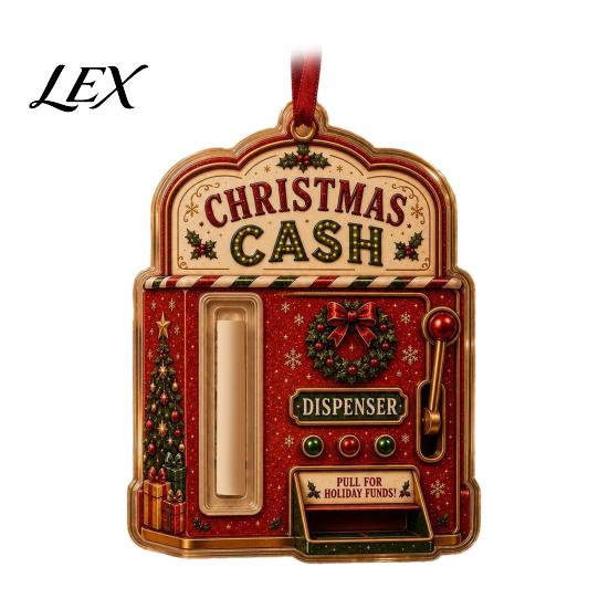 Reusable Holiday Party Favors 2D Acrylic Christmas Cash Holder Ornament, Gift Card Hanging Personalized Money Hangers Xmas Tree Decor, Pocket Keepsake