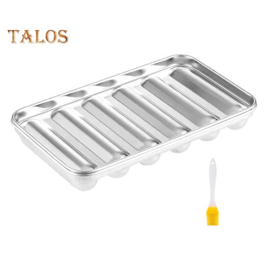 Форма для сосисок из нержавеющей стали, 6-гнездная форма для хот-догов для домашней кухни, антипригарный инструмент для выпечки, детская еда, сосискоделательная машина с крышкой