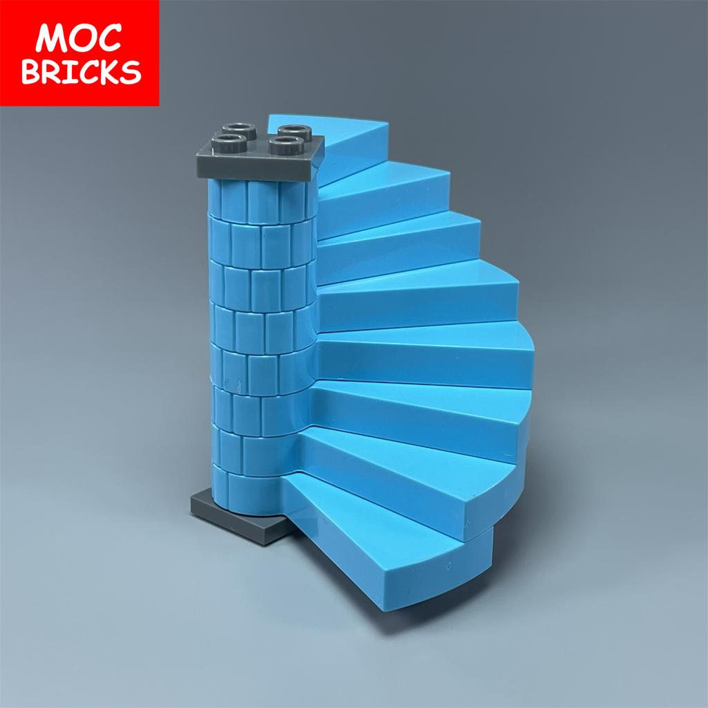Набор MOC Кирпичи Город Замок Лестница Винтовая Ступенька 40243 Опора 1x1x5 40244 Собираемые Частицы Строительные Блоки