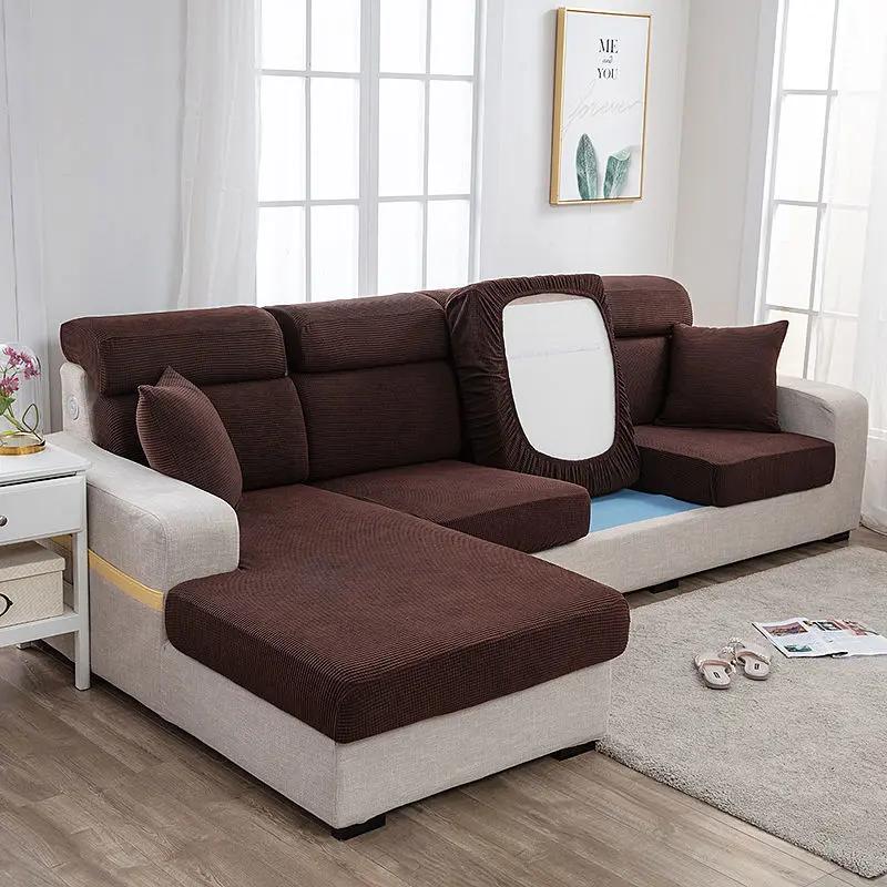 Sofa Seat Cover Thickened Living Room Furniture Protective Cover Seat Cushion Elastic Solid Color Dustproof Sofa Towel 1234 Seat