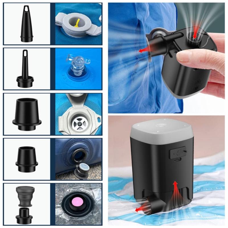 Портативный маленький насос для надувных матрасов, электрический насос для надувания с фонарем для кемпинга, для надувных матрасов, надувных игрушек для бассейна, простой в использовании