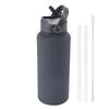1L Stainless Steel Vacuum Insulated Water Bottle With Handle Straw Lid Outdoor Sports Travel