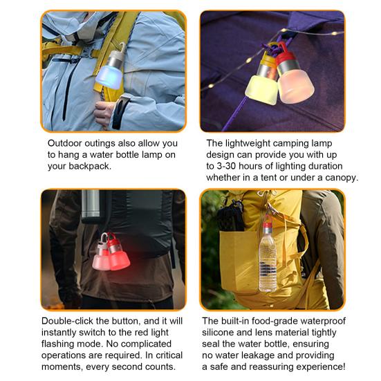 Уличный кемпинговый фонарь с USB-подзарядкой, водонепроницаемый, съемный, с подсветкой для бутылки с водой, портативный, для пеших походов, рюкзака, светодиодная подвесная лампа