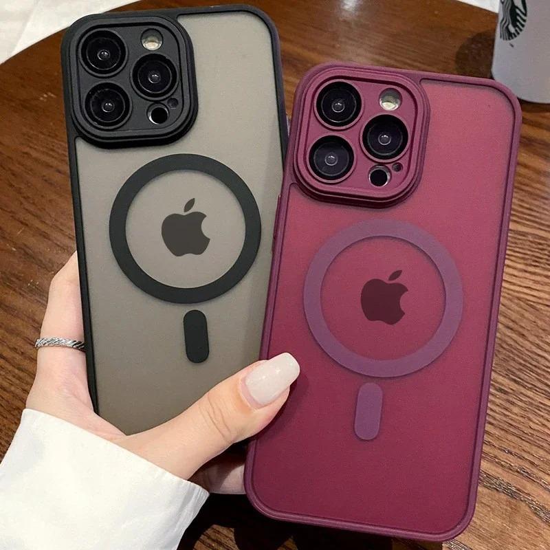 Matte Magnetic Translucent Shockproof Case For iPhone 17 16 15 14 13 12 11 Pro Max For Magsafe Wireless Charge Cover